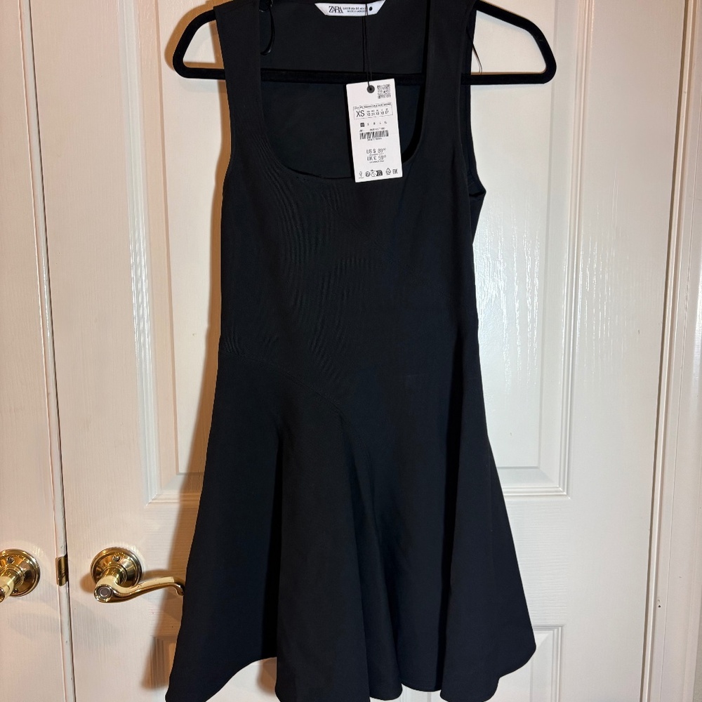 NWT Zara Black Square Neck Mini Dress